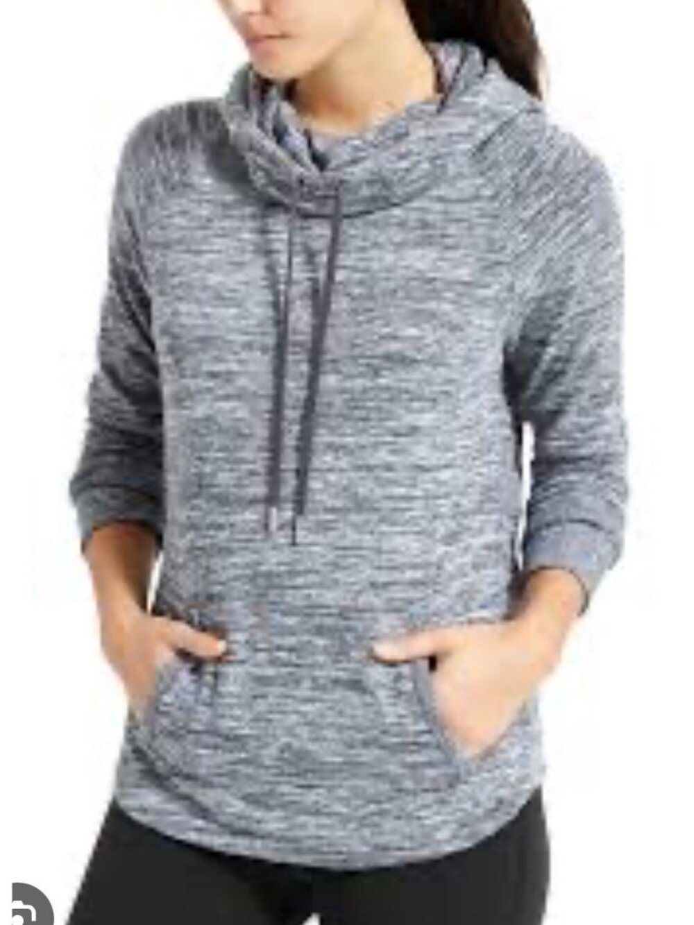 Athleta Techie Pullover Cowl Neck Sweatshirt Hoodie Heathered Gray XS
